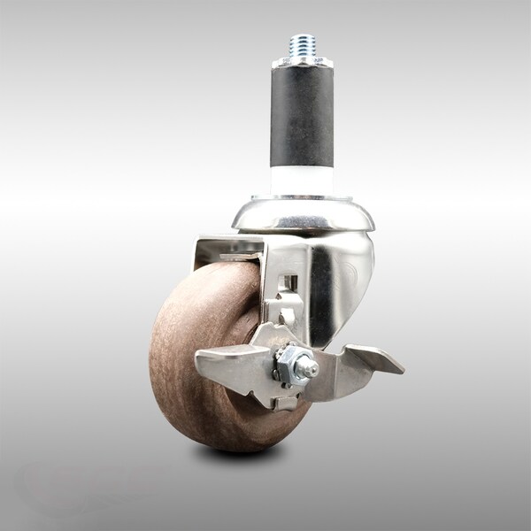 Service Caster 3.5 Inch 316SS High Temp Glass Filled Nylon 1-3/8 Inch Stem Caster with Brake SCC-SS316EX20S3514-GFNSHT-TLB-138 - main